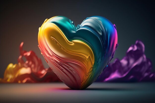 Un cuore arcobaleno colorato e audace dallo stile grafico e geometrico