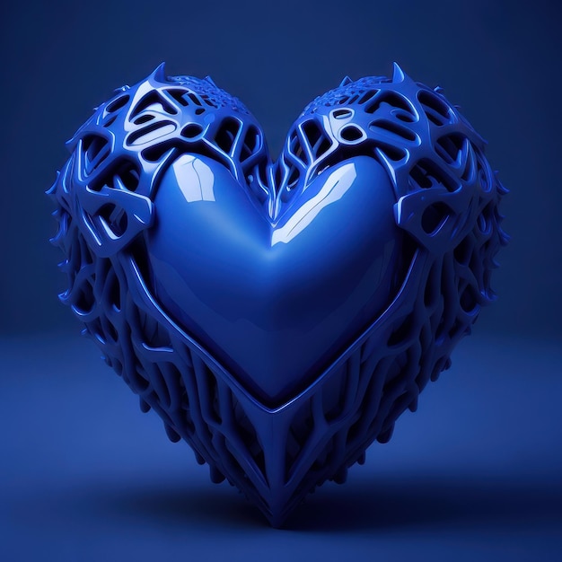 Un cuore blu con sopra la parola amore