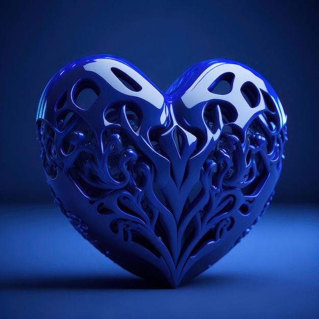 Un cuore blu con un disegno a onde