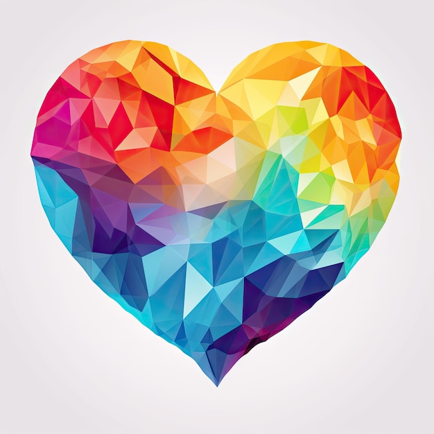 Un cuore colorato fatto di triangoli