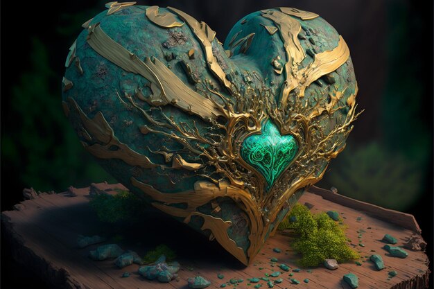 Un cuore con sopra un cuore verde