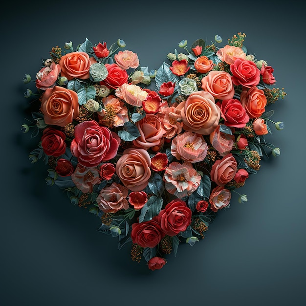 un cuore fatto di fiori con un cuore che dice "fiori"