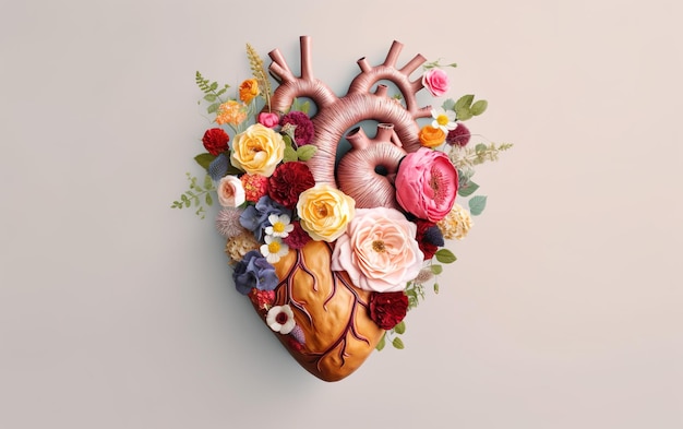 Un cuore fatto di fiori e piante