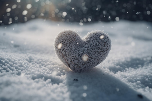 Un cuore innevato nella neve