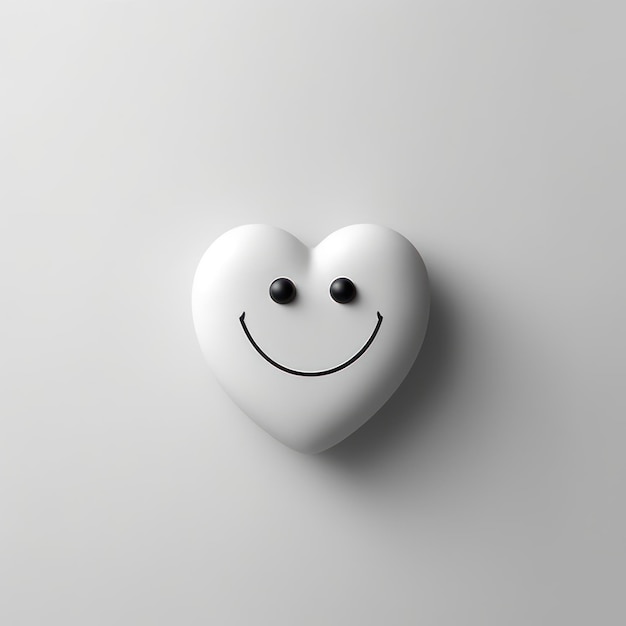 Un cuore sorridente sfondo bianco 3D molto minimale