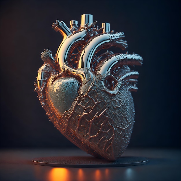 Un cuore umano d'argento 3D