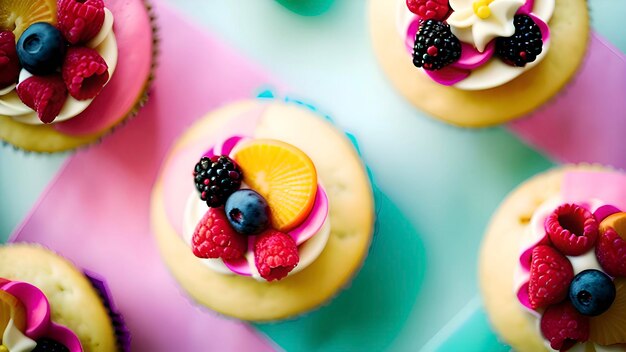 Un cupcake con della frutta sopra