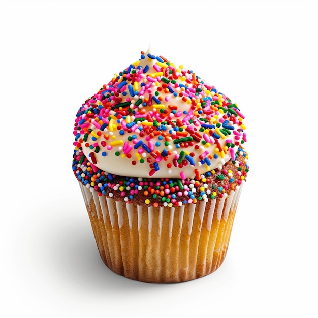 un cupcake con spruzzate e spruzzate su di esso