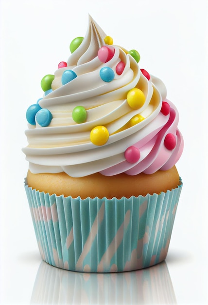 Un cupcake con una spruzzatina colorata sopra