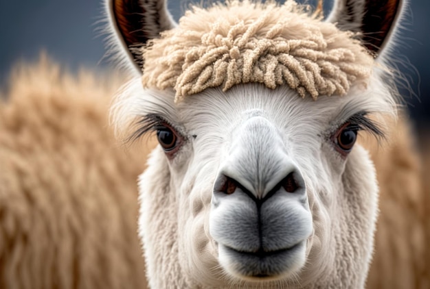 Un curioso alpaca in posa per una foto