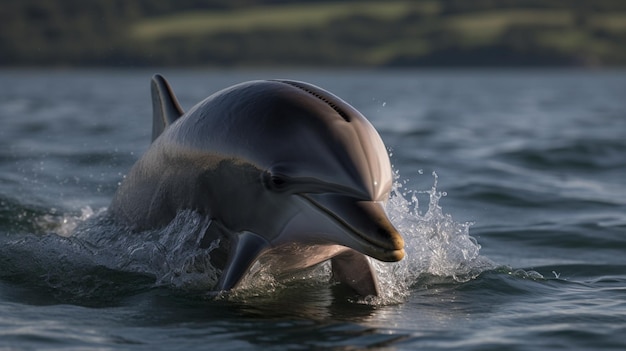 un delfino nuota nell'acqua con la scritta "delfini".