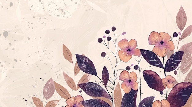 Un delicato disegno floreale in toni viola perfetto per inviti, articoli di cancelleria o disegni digitali