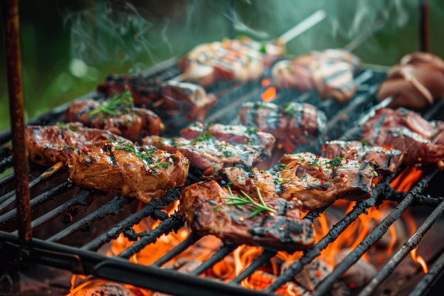 Un delizioso barbecue alla griglia all'aperto in una giornata di sole