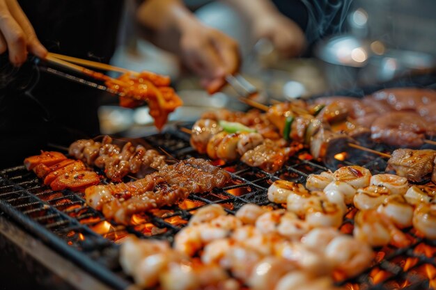 Un delizioso barbecue alla griglia all'aperto in una giornata di sole