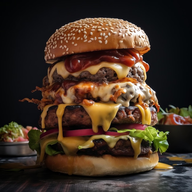 Un delizioso cheeseburger.