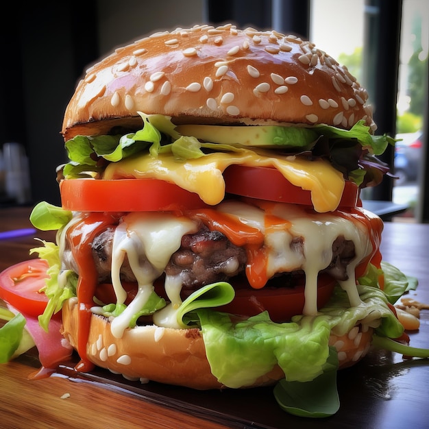 Un delizioso cheeseburger.