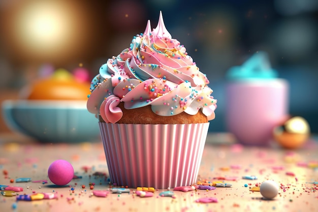 Un delizioso cupcake di compleanno.