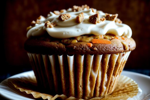 Un delizioso muffin di torta di carote con un pizzico di cannella