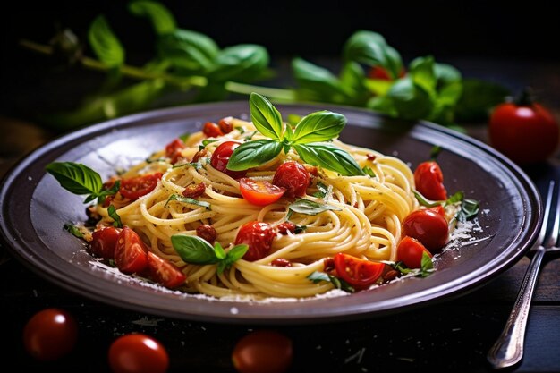 Un delizioso piatto di pasta di spaghetti italiana.