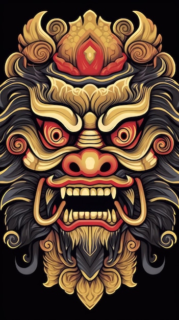 Un demone cinese con una grande bocca e un grosso naso