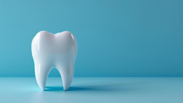 un dente bianco su una superficie blu