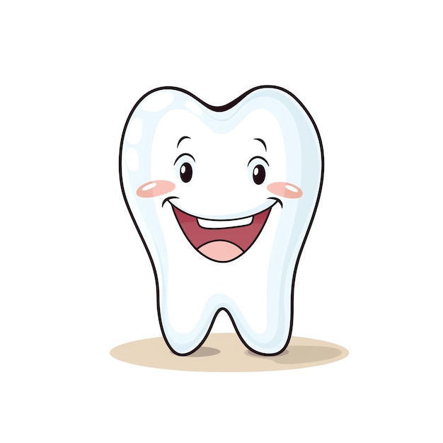 un dente di cartone animato con una faccia sorridente