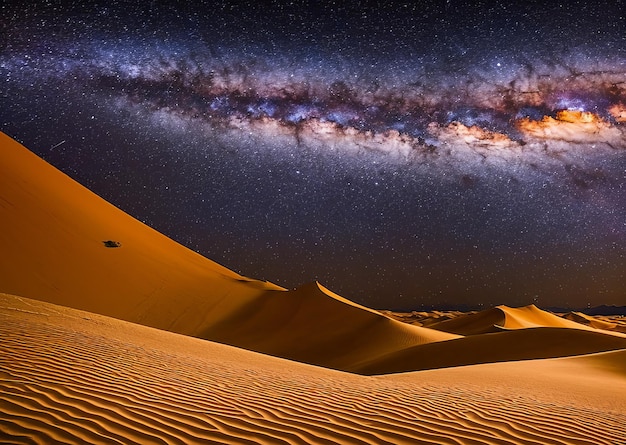 Un deserto con la via lattea sullo sfondo