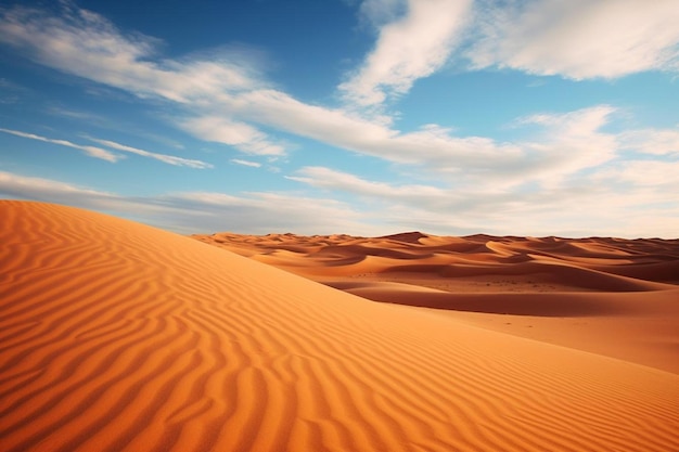 un deserto con poche nuvole nel cielo