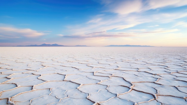 Un deserto con terra spaccata e cielo ai