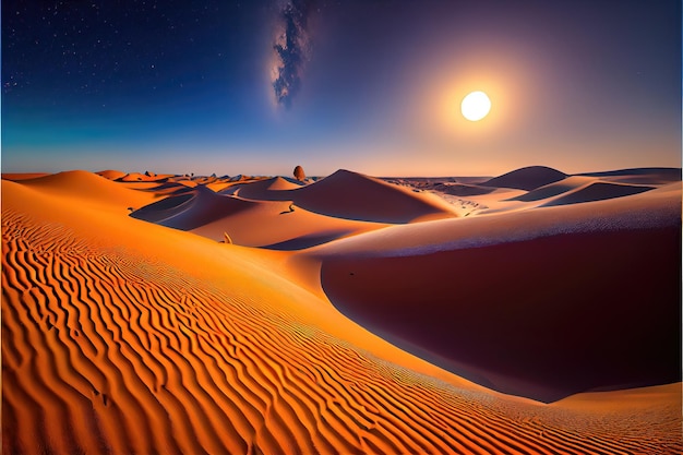 Un deserto con una stella nel cielo