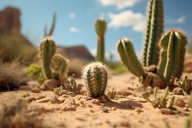 Un deserto e un cactus Caldo clima estivo