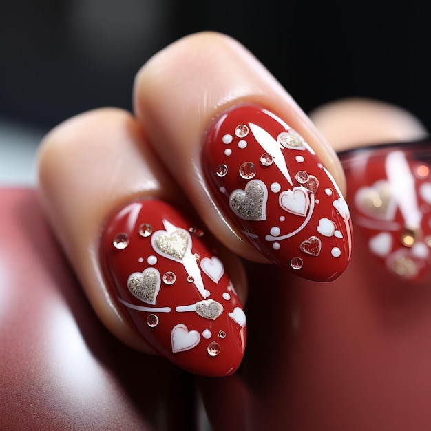 un design per nail art con cuori sopra