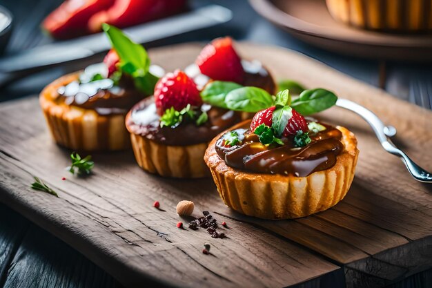 un dessert con cioccolato e fragole