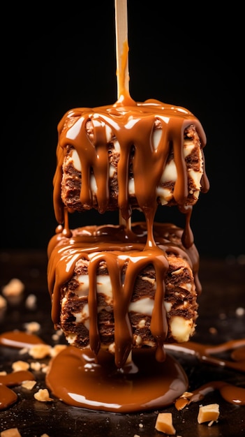 un dessert ricoperto di cioccolato con una candela in cima