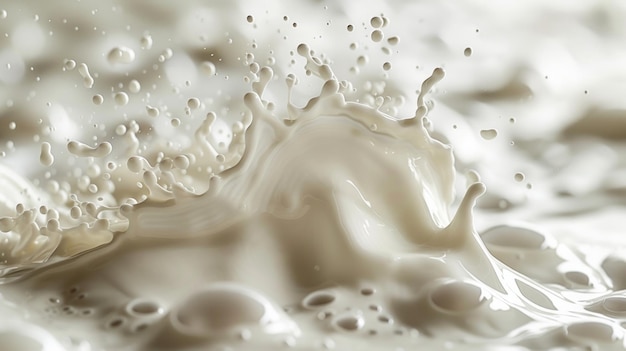 Un dettaglio squisito con un splash di latte o crema su uno sfondo bianco con ogni dettaglio catturato attraverso l'impilamento di messa a fuoco La piena profondità di campo rivela AI Generative