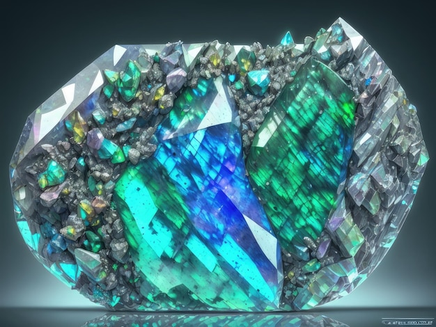 Un diamante blu e verde con sopra la parola diamante