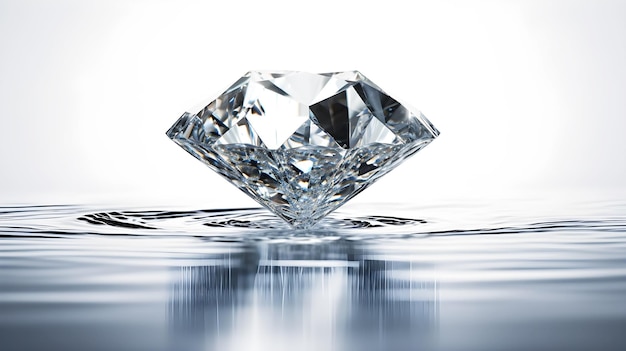 Un diamante è mostrato davanti a uno sfondo bianco.