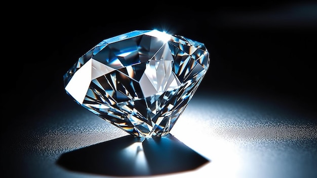 Un diamante è su un tavolo con la luce che lo illumina.