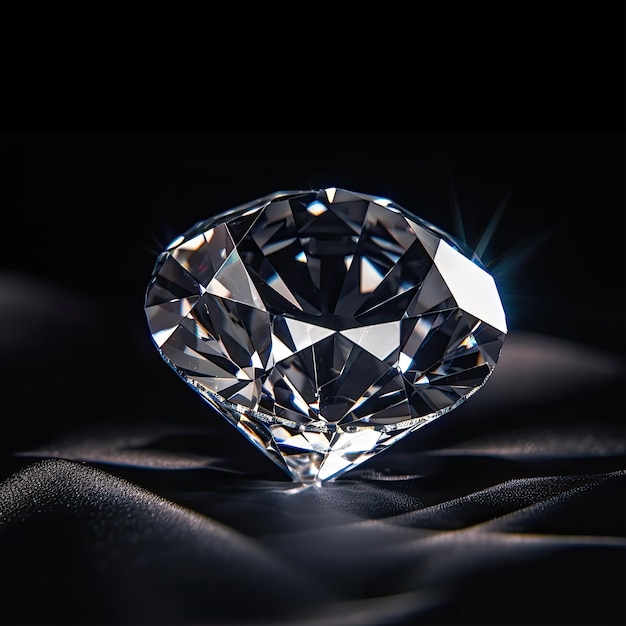Un diamante è su uno sfondo nero con il sole che splende su di esso.