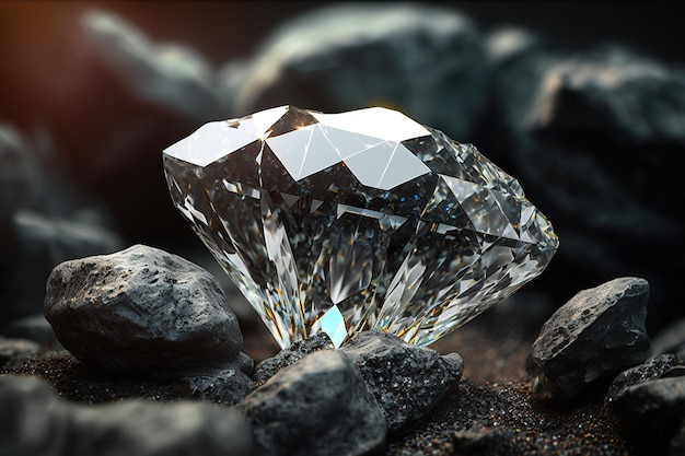 Un diamante levigato tra le rocce di carbone generato da Ai