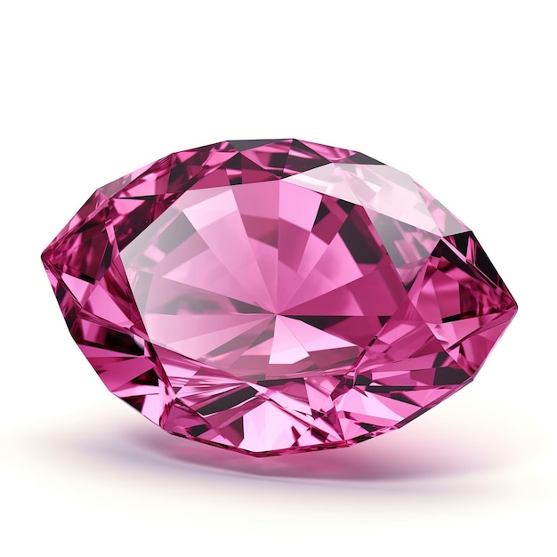 Un diamante rosa viene visualizzato su uno sfondo bianco.