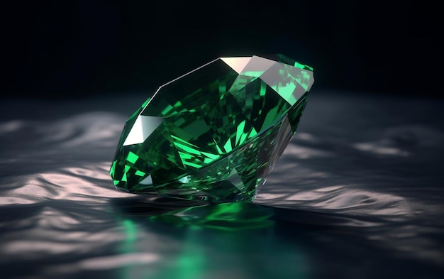 Un diamante verde è sull'acqua.