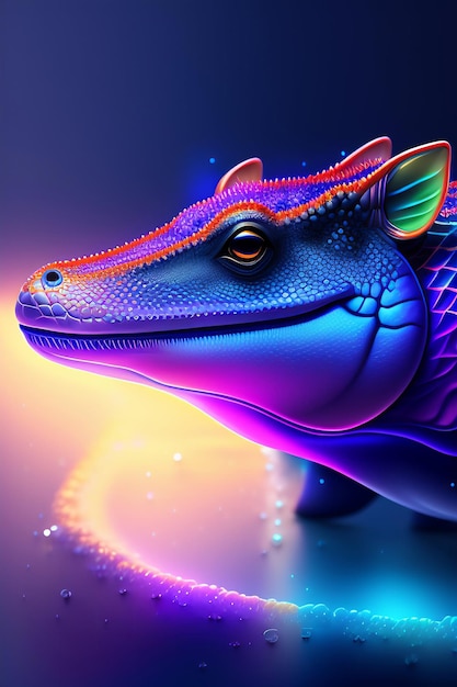 Un dinosauro colorato con un motivo arcobaleno