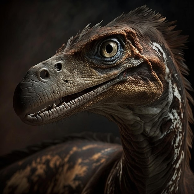 Un dinosauro con un lungo collo e un lungo becco.