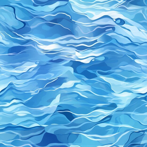 Un dipinto ad acquerello astratto blu delle onde e dell'oceano blu.