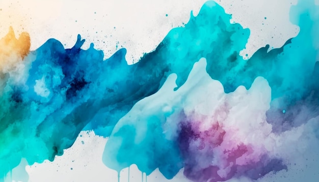 Un dipinto ad acquerello blu e viola con uno sfondo bianco