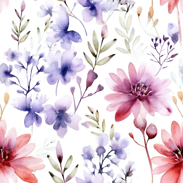 Un dipinto ad acquerello di fiori su un'immagine ai generativa sfondo bianco