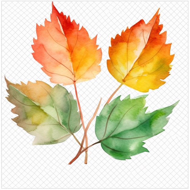 Un dipinto ad acquerello di foglie con sopra le parole autunno.