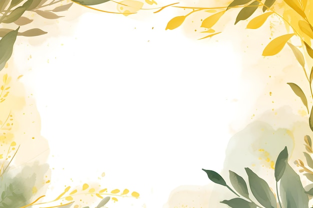 un dipinto ad acquerello di foglie e rami astratto goldenrod fogliame sfondo invito e