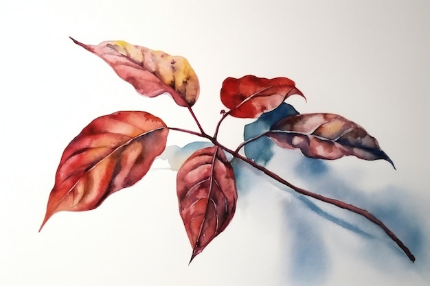 Un dipinto ad acquerello di foglie e rami